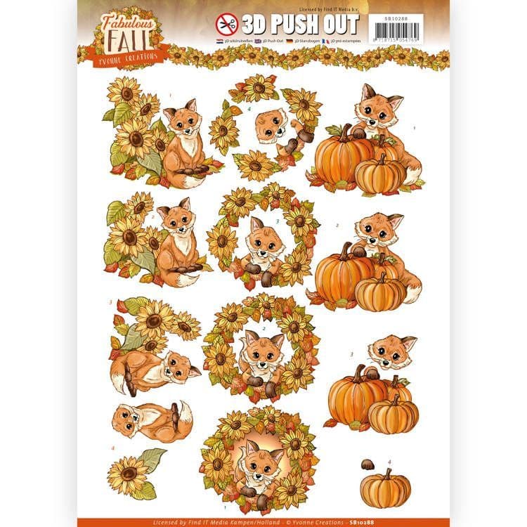 Autumn Fox & Flowers Die Cut 3d Decoupage Paper Crafts