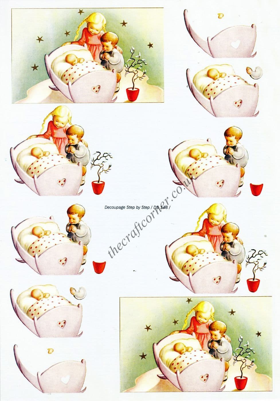 Baby Asleep In Cot Design 3d Decoupage Sheet