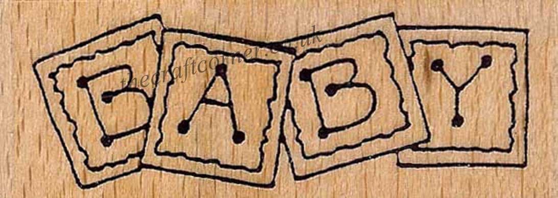 Baby Blocks Wood Mounted Rubber Stamp for Paper Crafting