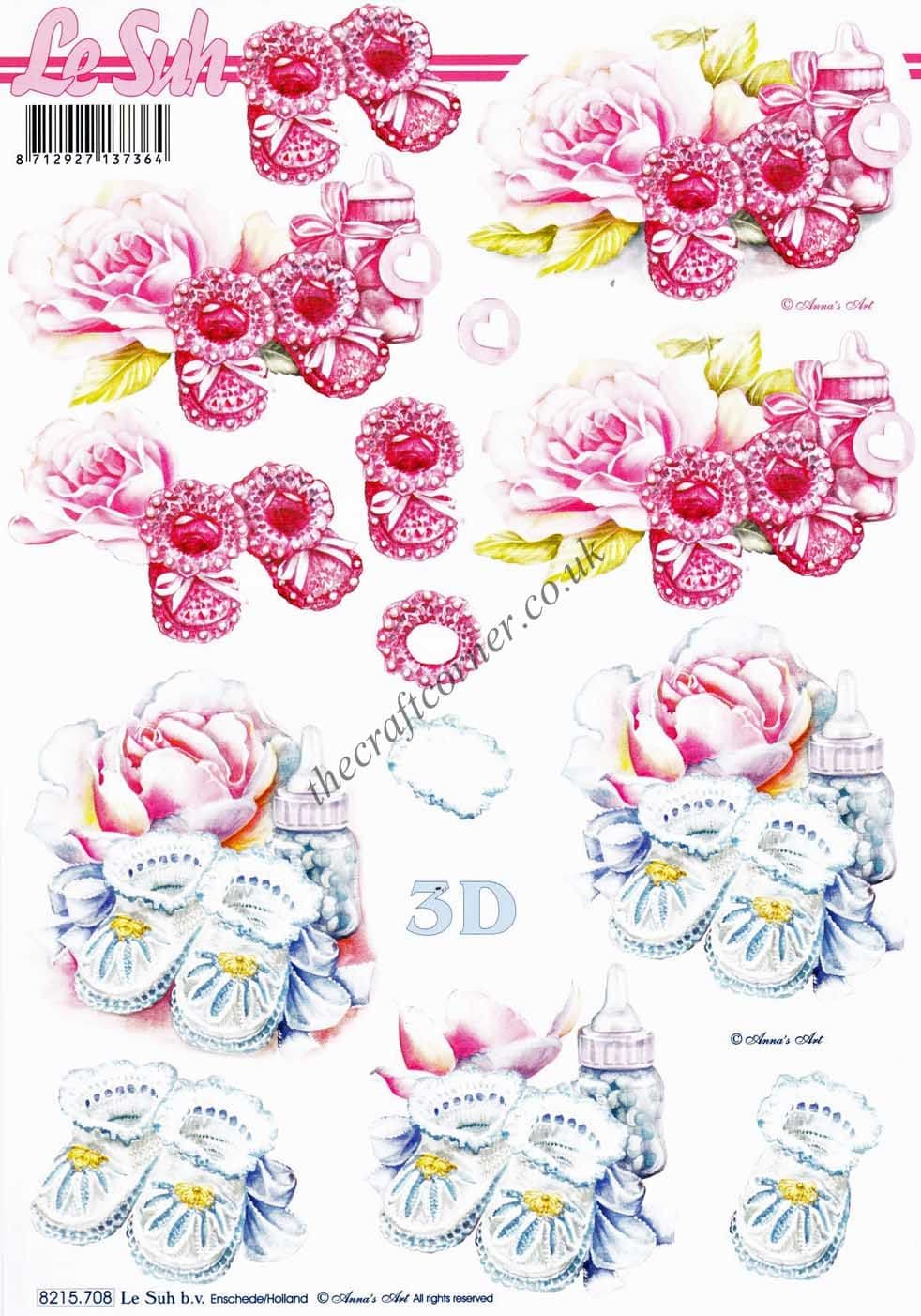 Baby Booties 3d Decoupage Craft Sheet