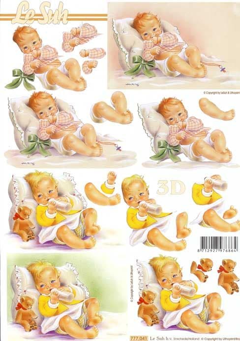 Baby Boy & Girl Designs 3d Decoupage Sheet