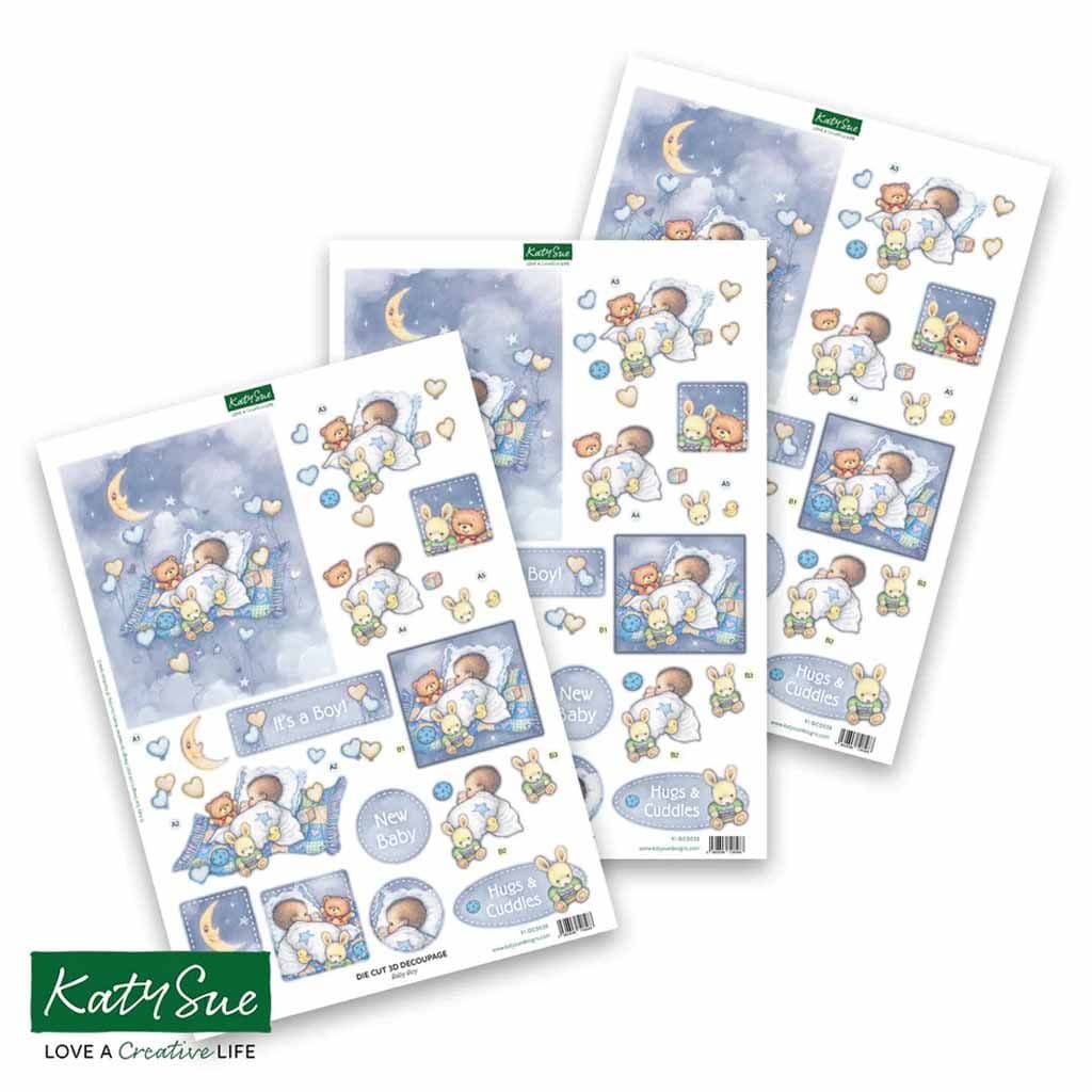 Baby Boy With Moon Die Cut 3d Decoupage Craft Sheets by Katy Sue