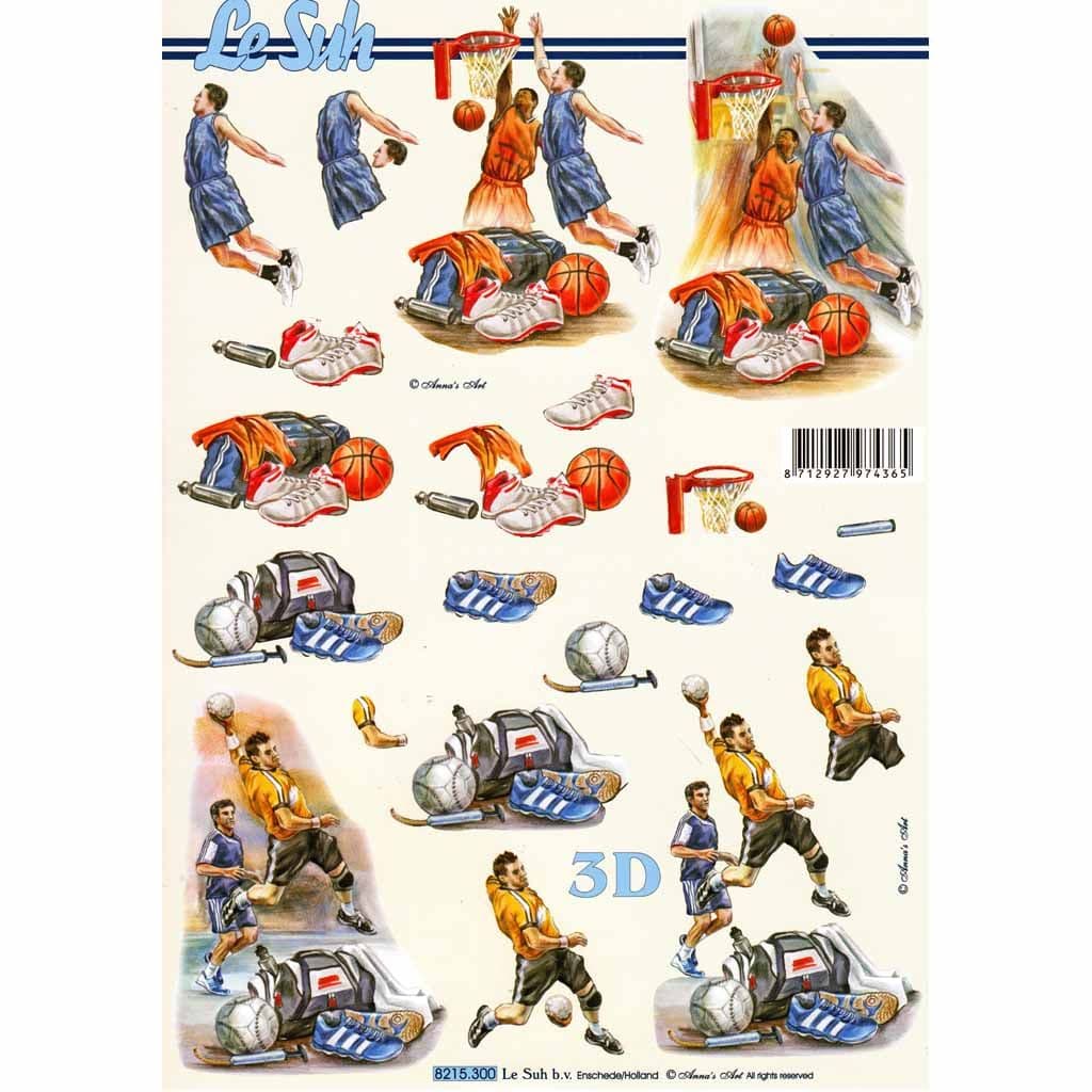 Basketball & American Football 3d Decoupage Sheet