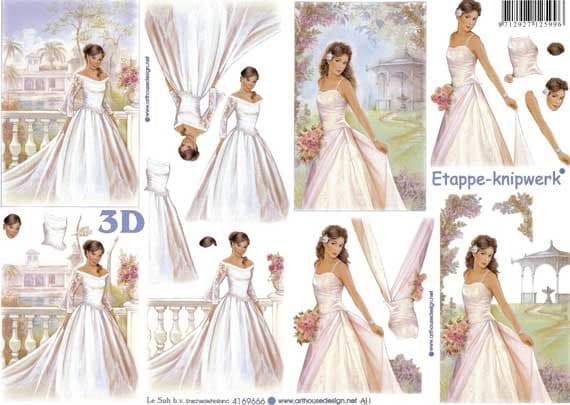 Beautiful Bride Wedding Design 3d Decoupage Sheet