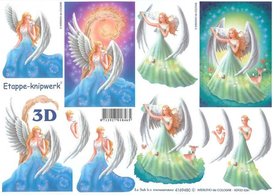 Blue & Green Angel 3d Decoupage Sheet