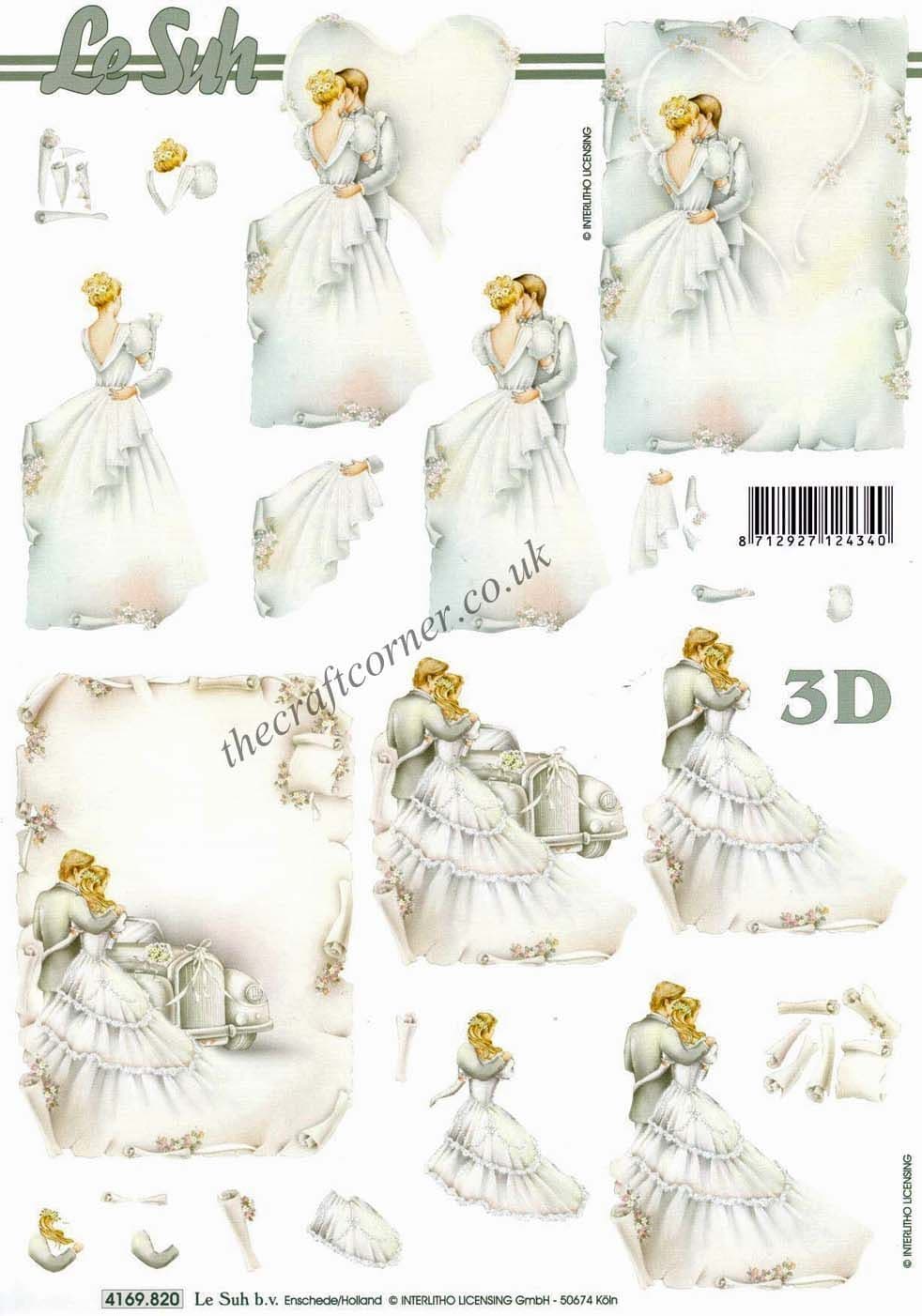 Bride and Groom Wedding Couple 3d Decoupage Sheet