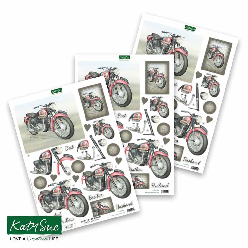 BSA Twin Super Rocker 3pk Die Cut 3d Decoupage Craft Sheets by Katy Sue