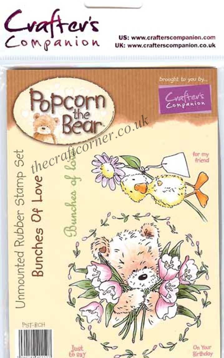 Bunches Of Love Popcorn Bear Unmounted Rubber Craft Stamps