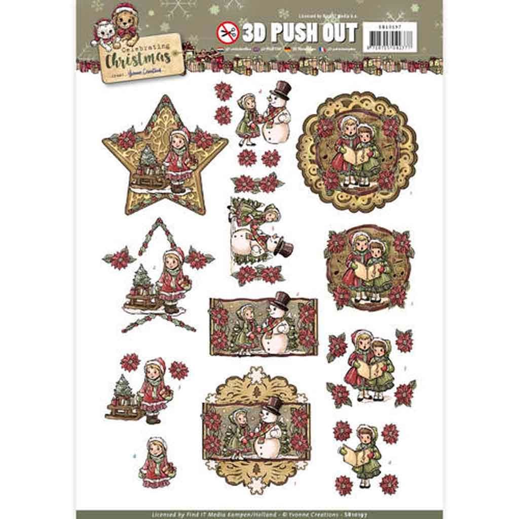 Celebrating Christmas Caroling - Yvonne Creations 3D decoupage Die Cut Sheet