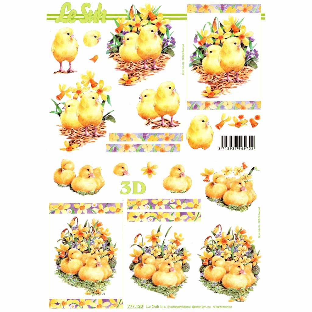 Chicks and Daffodils 3d Decoupage Sheet