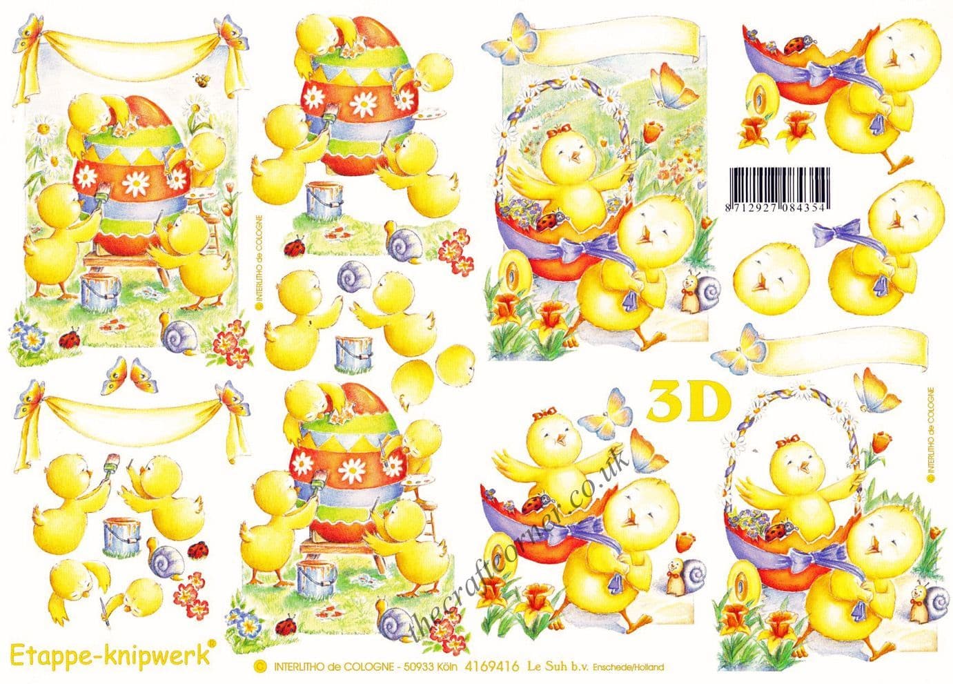 Chicks Painting Easter Eggs 3d Decoupage Sheet from Le Suh