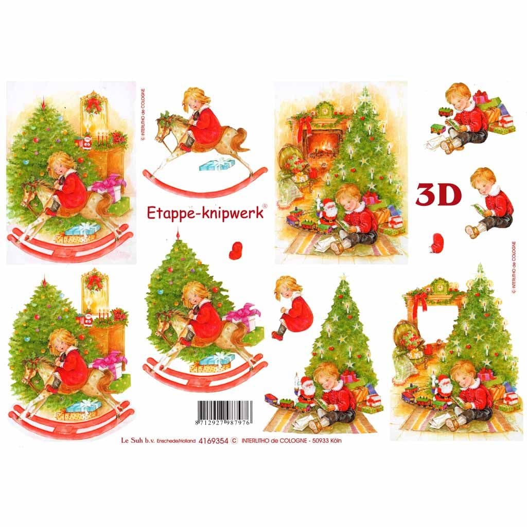 Children On Christmas Day Designs 3d Decoupage Sheet