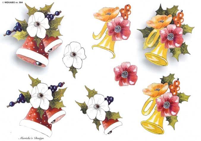 Christmas Bells Designs 3d Decoupage Craft Sheet