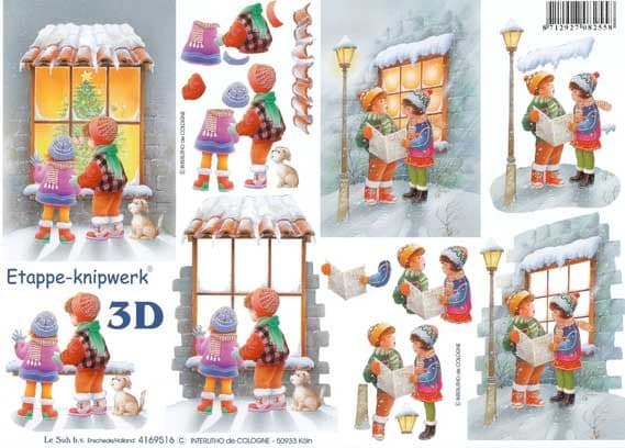 Christmas Carol Singing Designs 3d Decoupage Sheet