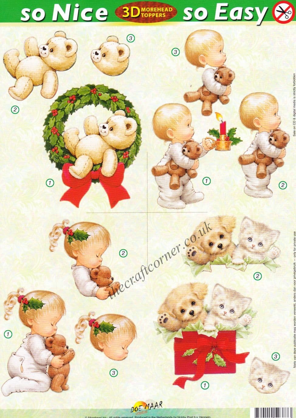 Christmas Children and Teddy Bears So Nice, So Easy Morehead 3D Die Cut Decoupage Sheet