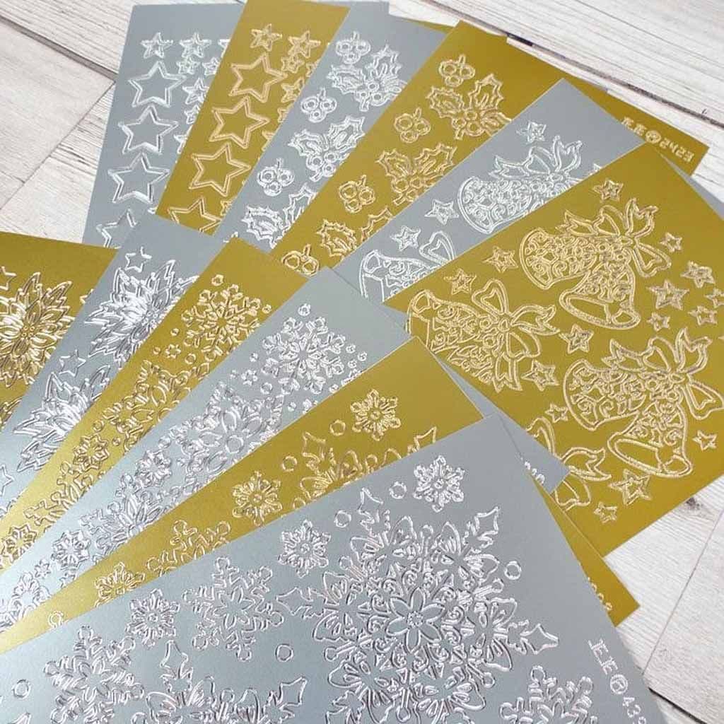 Christmas Embellishments Gold & Silver Peel Offs  by Hunkydory for Cardmaking