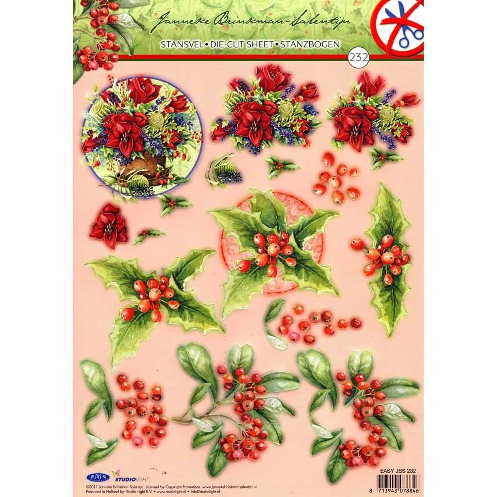 Christmas Flowers Die Cut 3d Decoupage Paper Craft Sheet