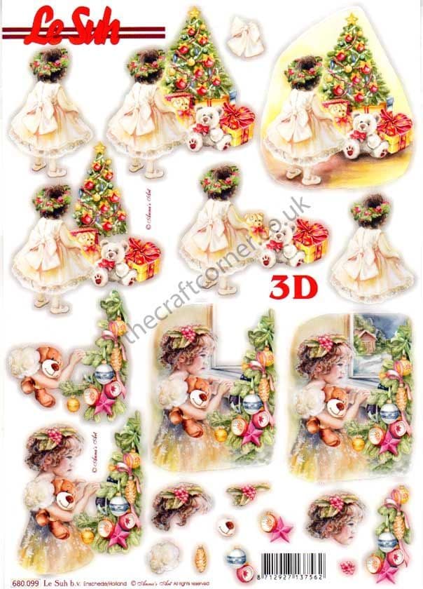 Christmas Girls Die Cut 3d Decoupage Sheet From Le Suh