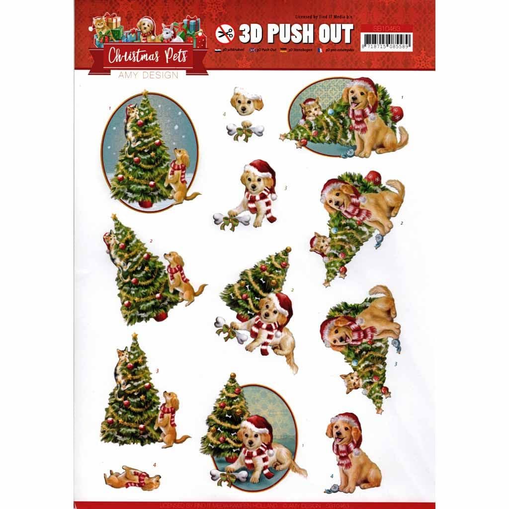 Christmas Pets with the Tree - Amy Designs 3D decoupage Die Cut Sheet