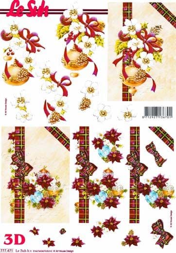 Christmas Roses and Baubles Designs 3d Decoupage Sheet