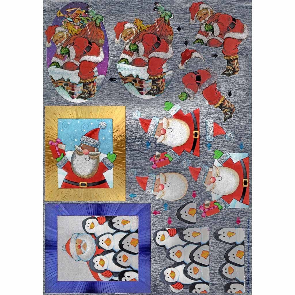 Christmas Santa 3d Decoupage Sheet From Dufex