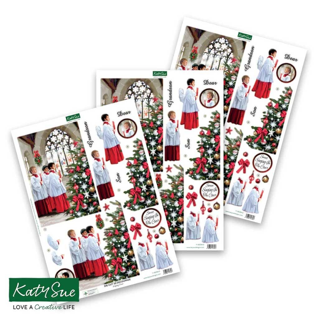 Christmas Singing Choir 3pk Die Cut 3d Decoupage Craft Sheets by Katy Sue