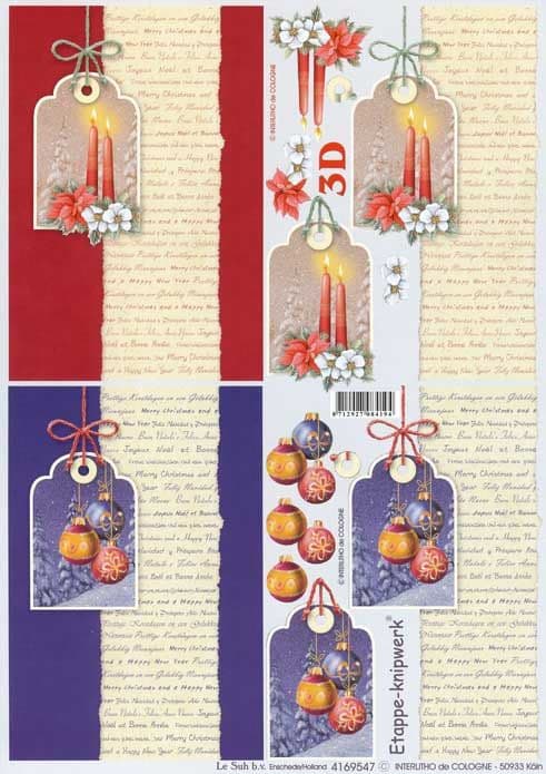 Christmas Tags 3d Decoupage Craft Sheet