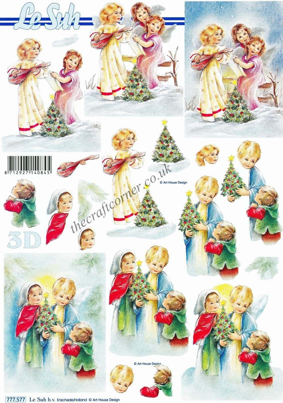 Christmas Trees & Children 3d Decoupage Sheet