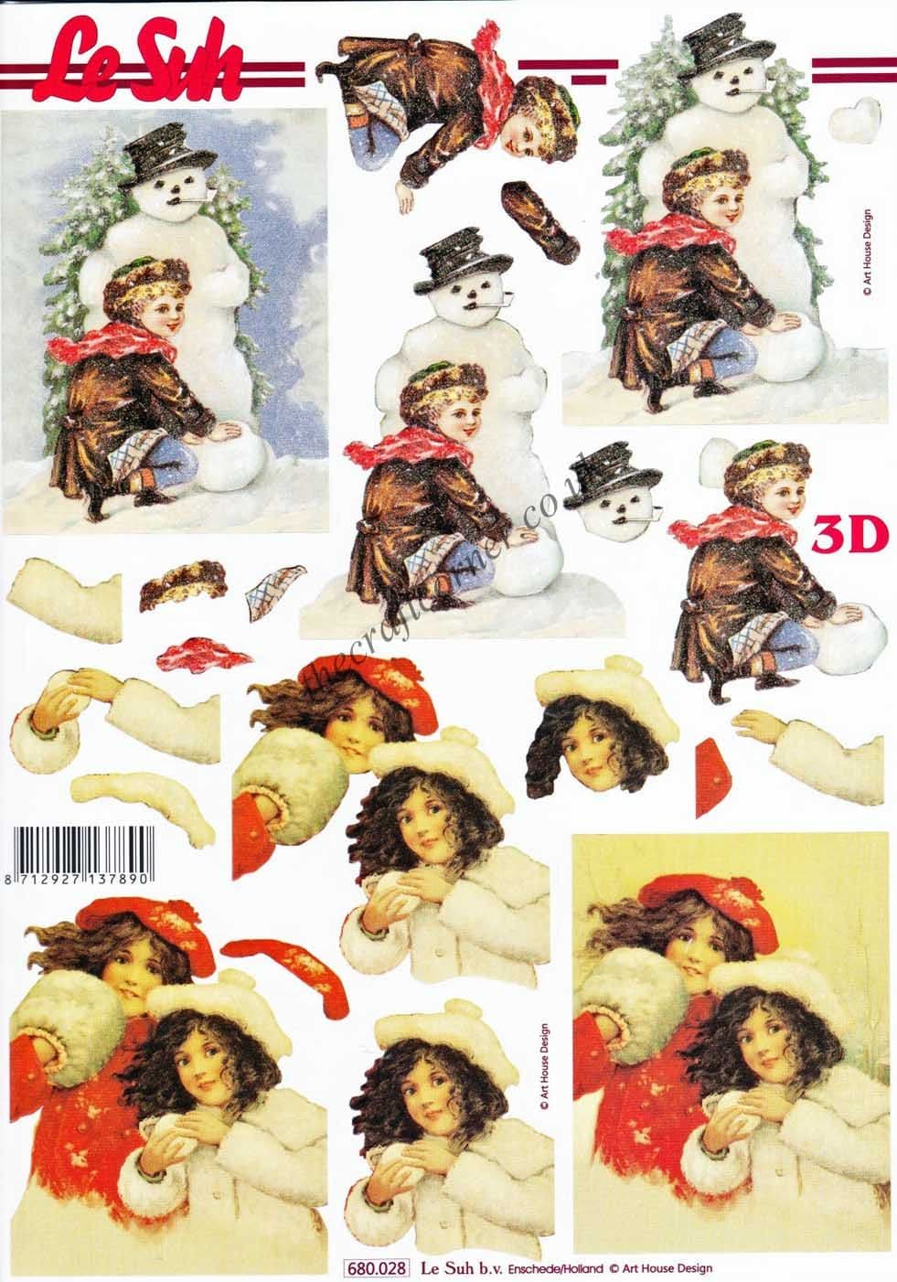 Christmas Victorian Children Die Cut 3d Decoupage Sheet