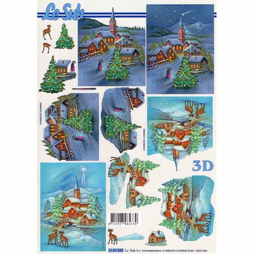 Christmas Village Scene Designs 3d Decoupage Sheet