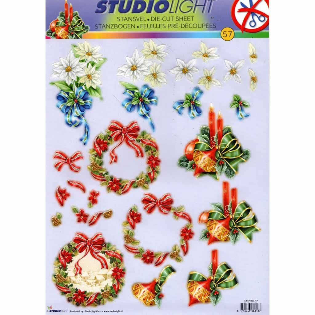 Christmas Wreath & Candles Die Cut 3d Decoupage Sheet