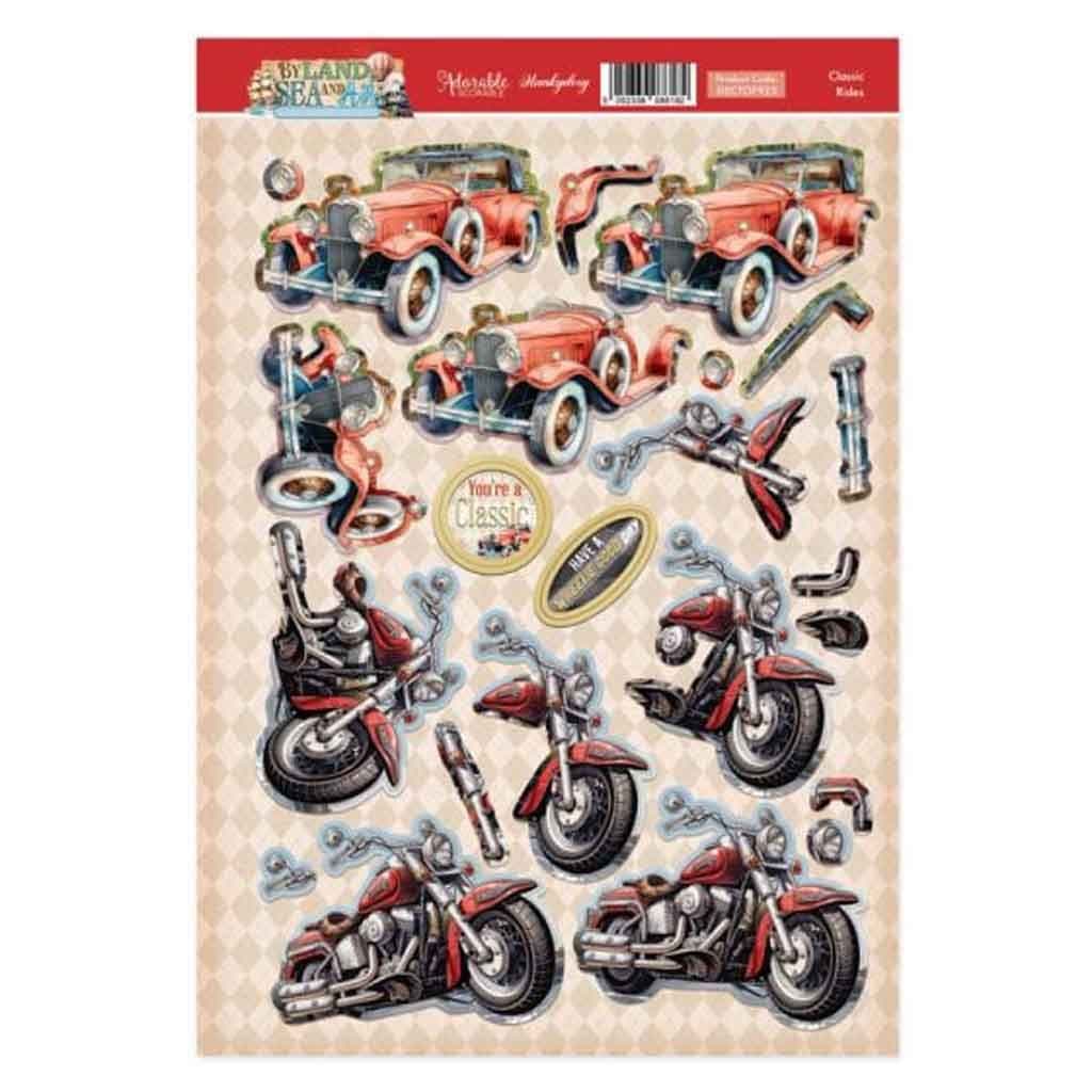 Classic Rides Vintage Car & Motorbike Die Cut 3d Decoupage Craft Sheet