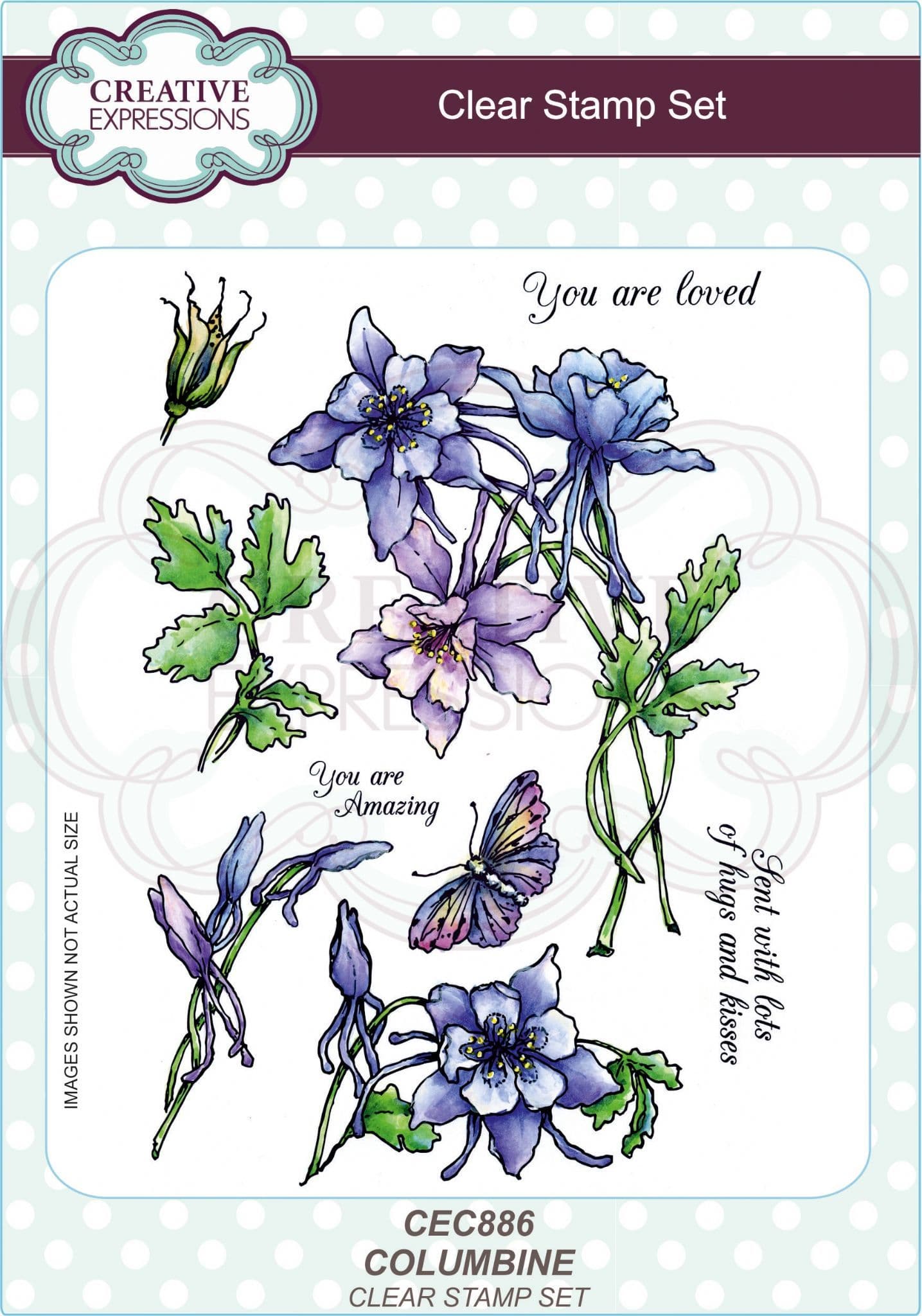 Columbine Flowers Clear Unmounted Paper Craft Rubber Stamps