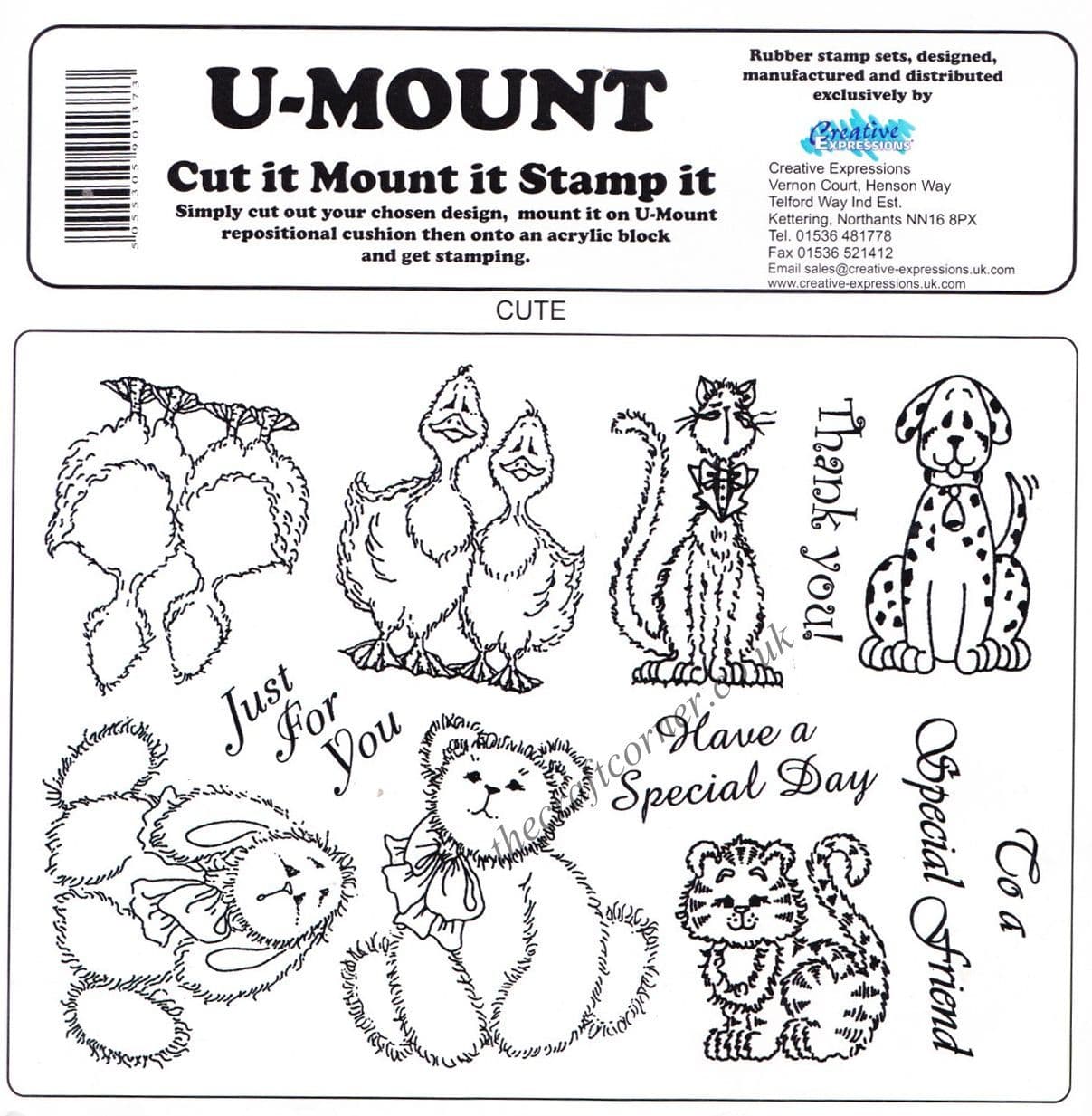 Cute Animals & Wording Uncut & Unmounted Rubber Craft Stamps