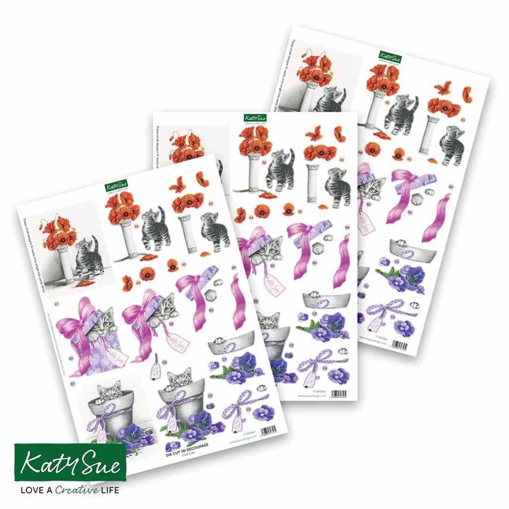 Cute Cats Die Cut 3d Decoupage Craft Sheets by Katy Sue