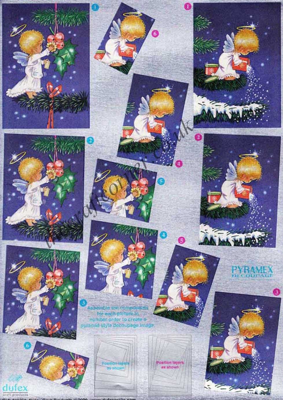 Cute Christmas Angels Pyramex Dufex 3d Decoupage Pyramid Sheet