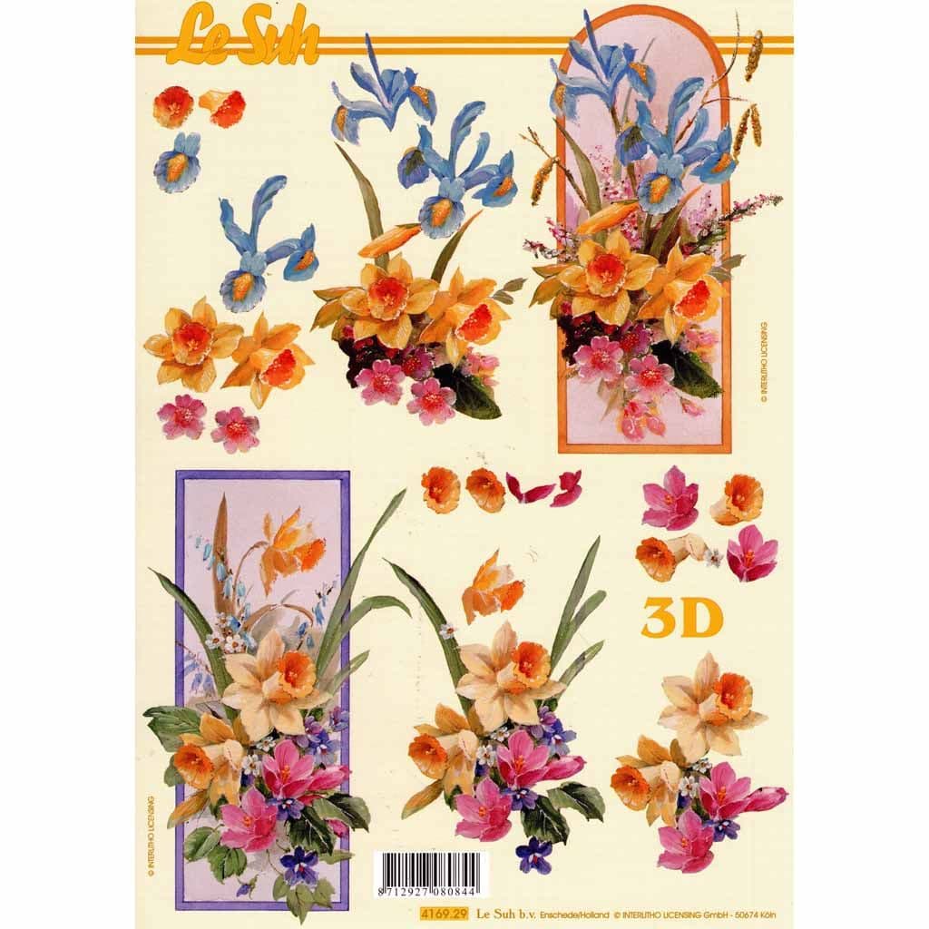 Daffodil & Spring Flower Bouquets Paper Crafting 3d Decoupage Sheet