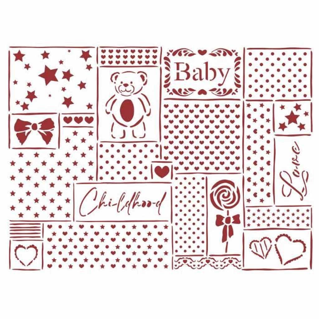 DayDream Patchwork Baby Background Paper Crafts Stencil For All Crafts