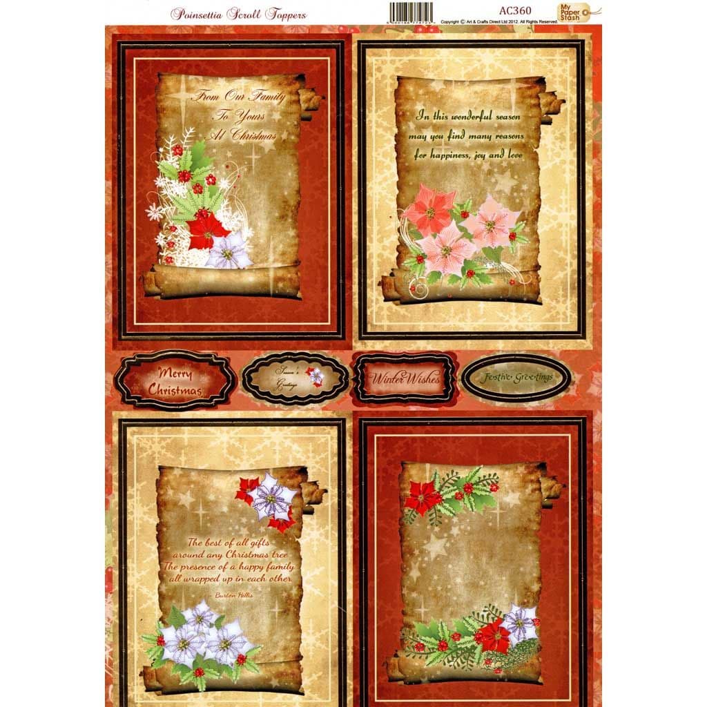 Die Cut Foil Christmas Scroll Toppers and Backing Card from Craft UK Ltd