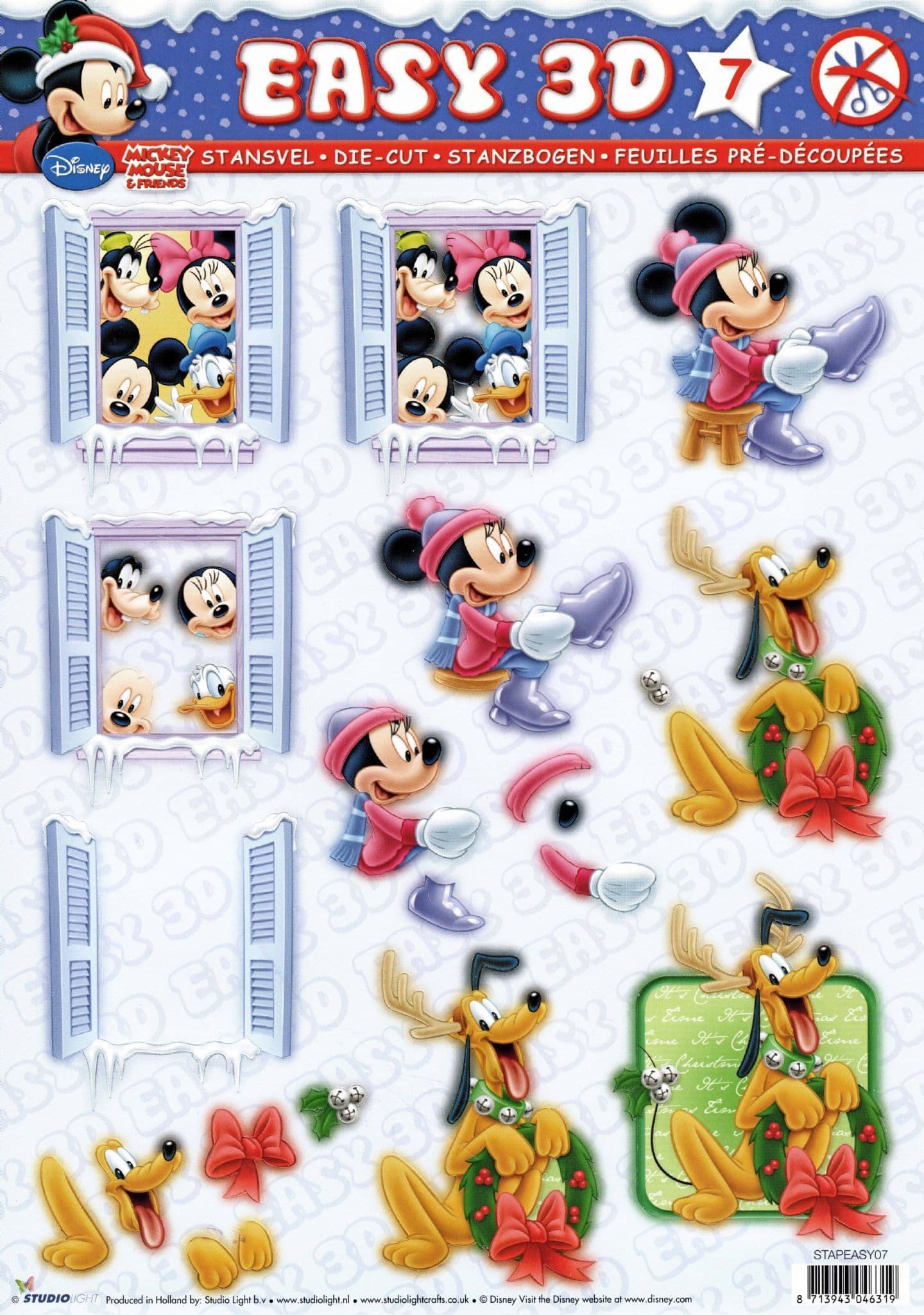 Disney Christmas Mickey Mouse & Friends Die Cut 3d Decoupage Sheet