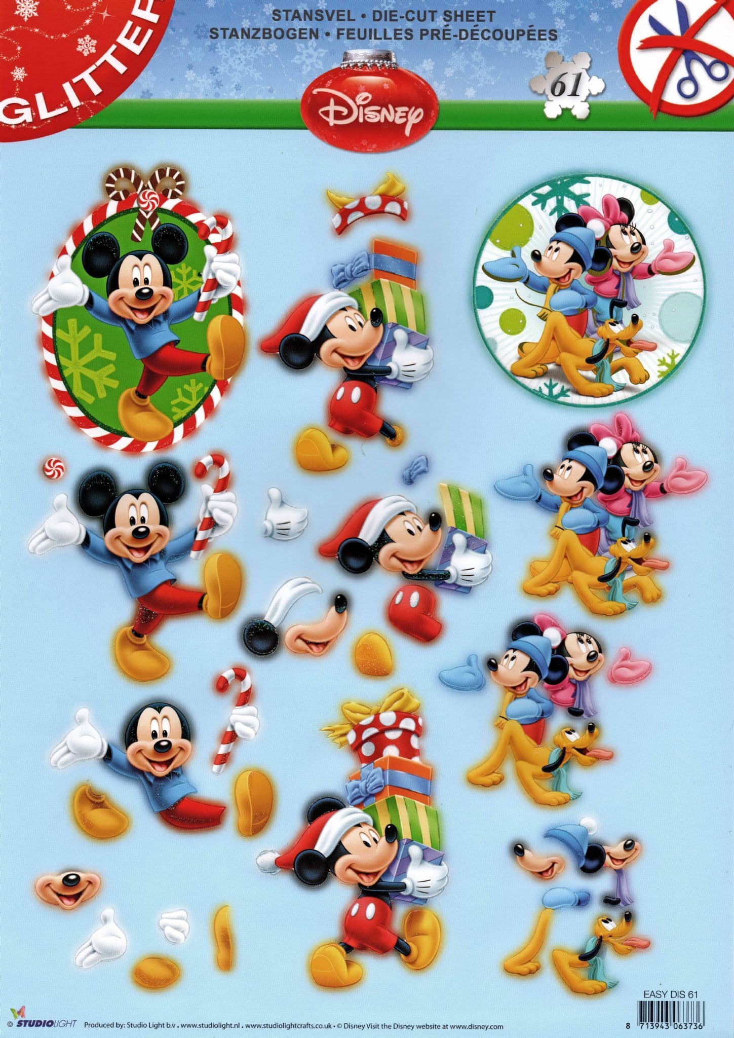 Disney Mickey Mouse & Friends at Christmas Die Cut 3d Decoupage Sheet