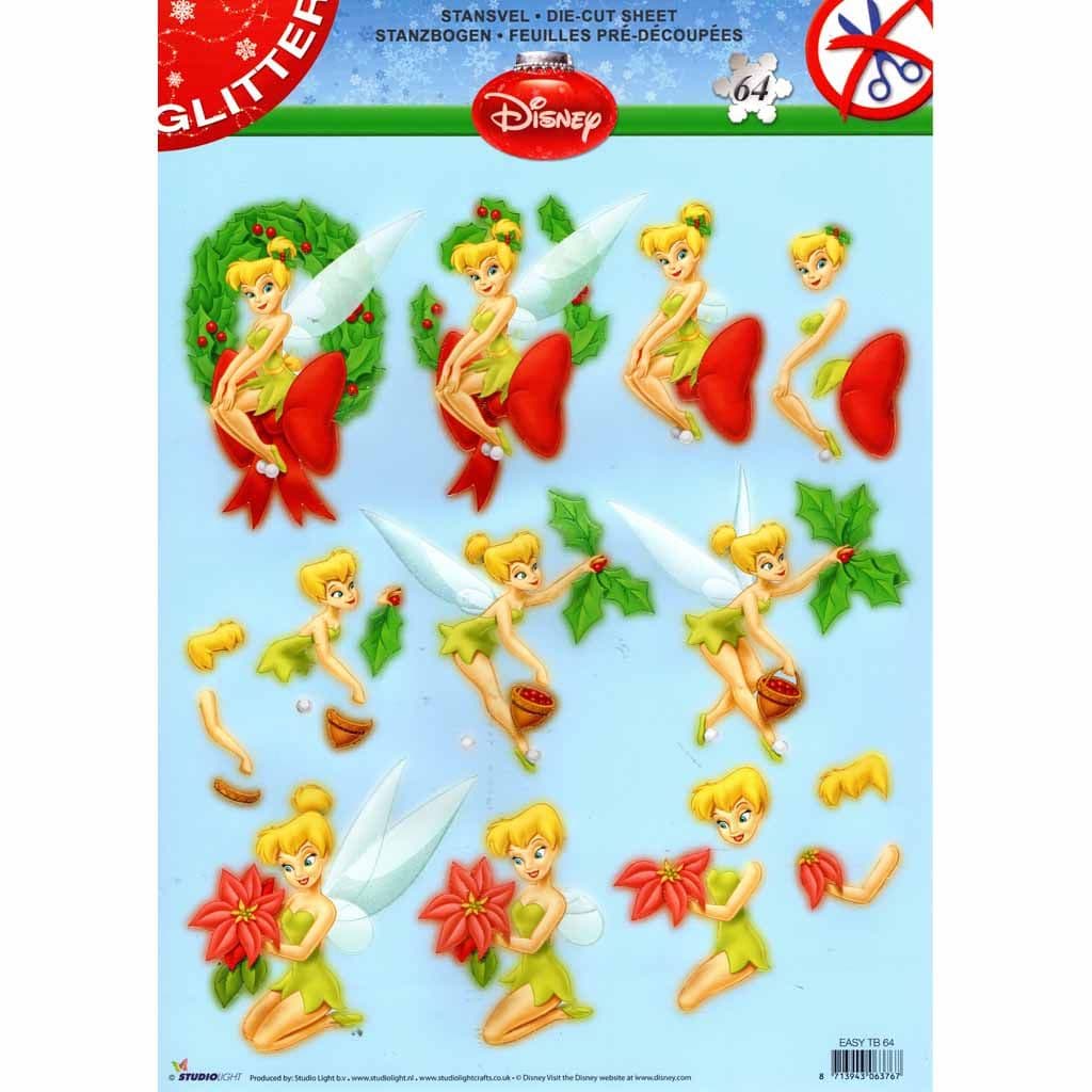 Disney's Tinkerbell At Christmas Die Cut 3d Decoupage Sheet