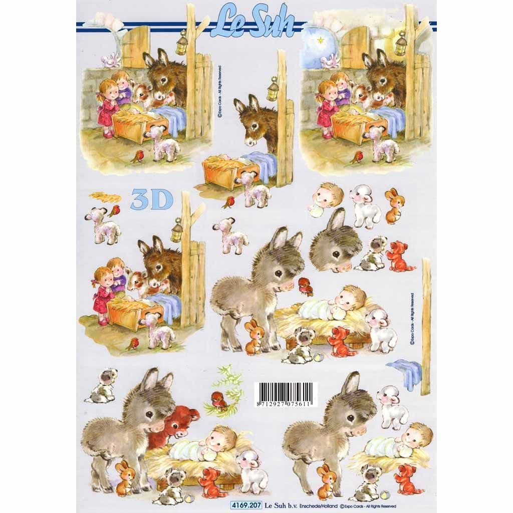 Donkey At Christmas Designs 3d Decoupage Sheet