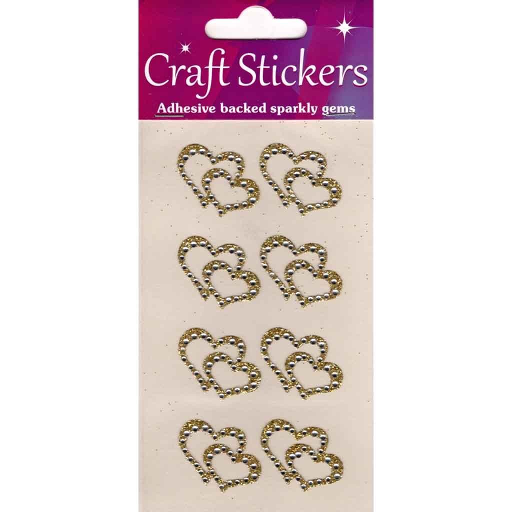 Double Love Hearts Sparkly Adhesive Stickers for Crafting