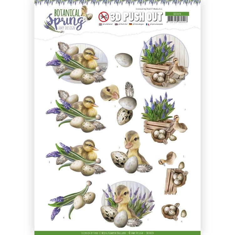 Duckling & Eggs Spring Design - Amy Designs 3D decoupage Die Cut Sheet