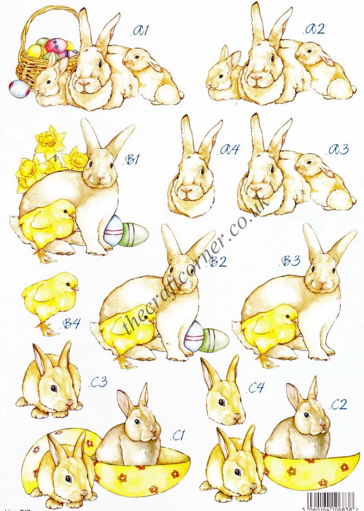 Easter Chick & Bunny 3d Decoupage Sheet