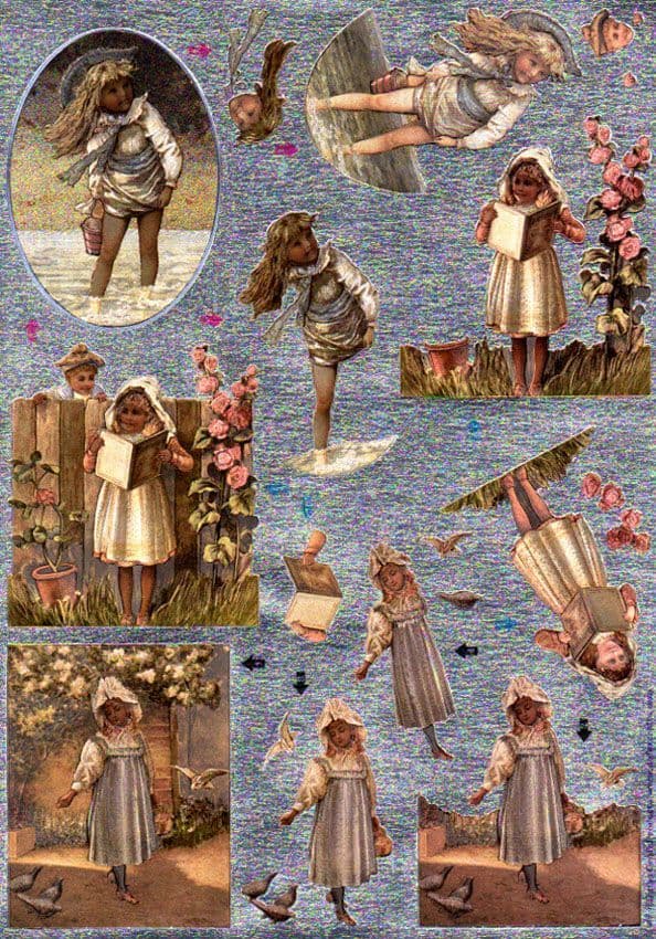 Edwardian Girls at the Sea Die Cut 3d Decoupage Sheet From Dufex