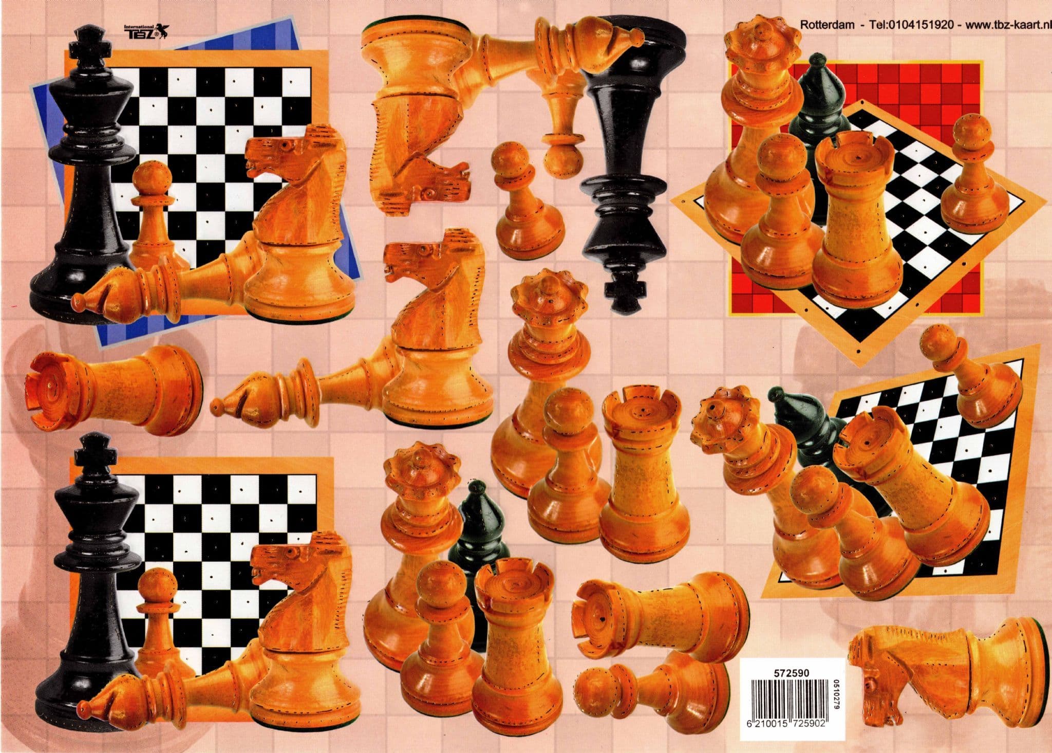 Embossed Chess Pieces Designs 3d Decoupage Sheet