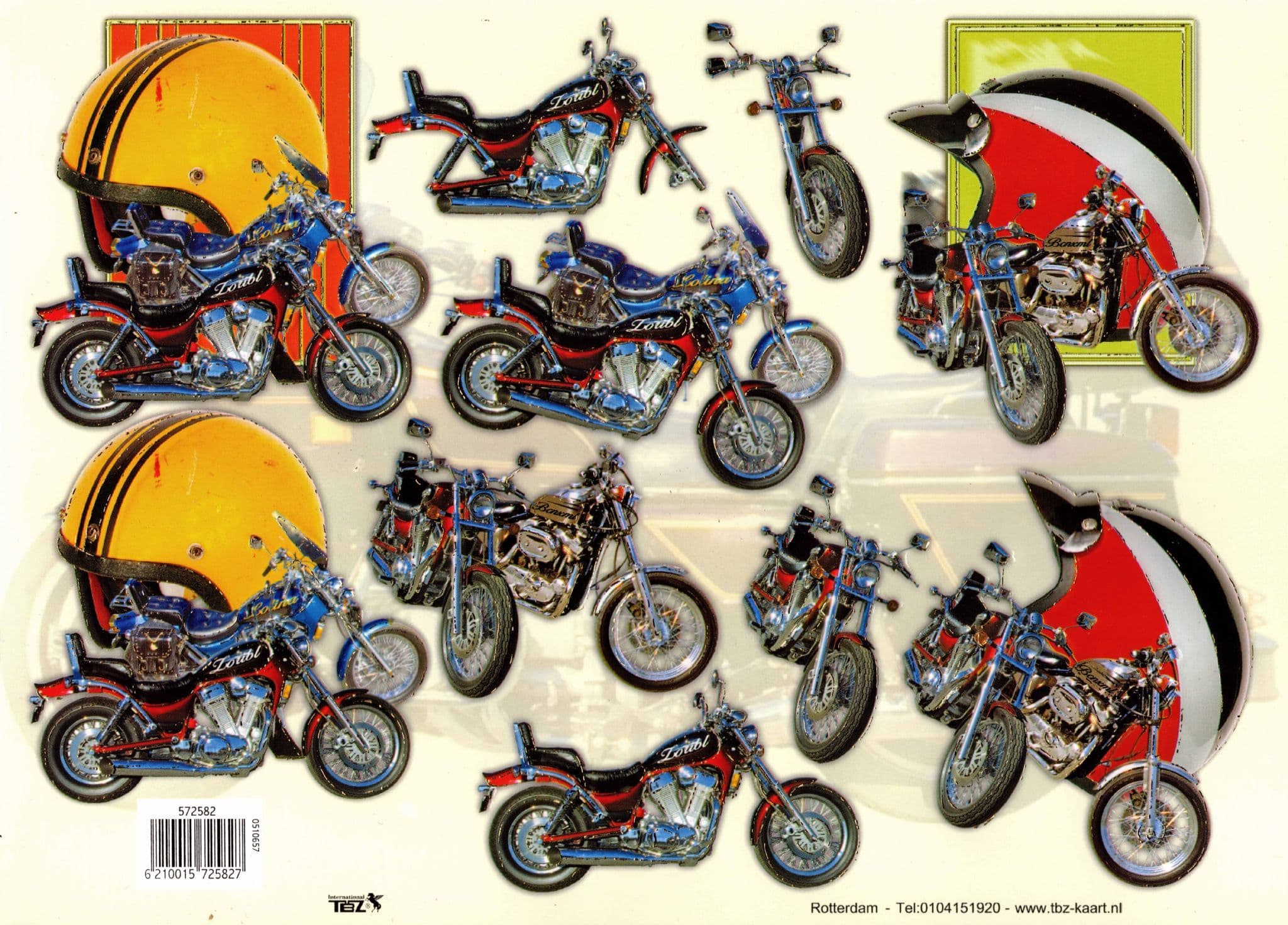 Embossed Motorbikes Designs 3d Decoupage Sheet