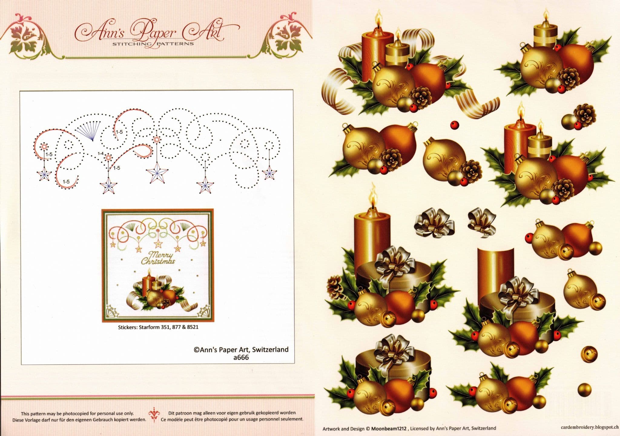 Embroidery On Paper with Christmas Decor 3d Decoupage Sheet